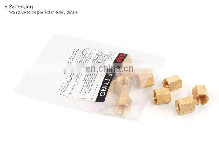 SNS pneumatic BL Series female thread straight connector adapter brass pipe fitting long Hex coupling nut