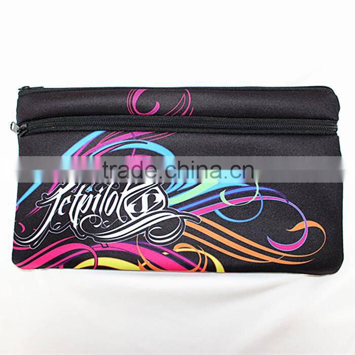 large nice two pockets neoprene pencil case