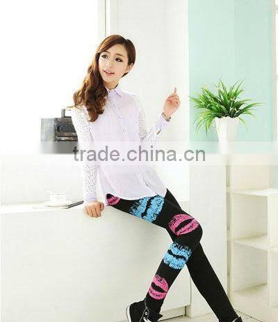 fashion winter flower embroidery women leggings