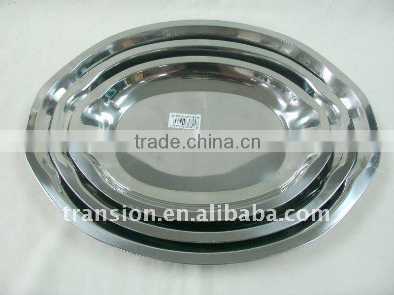Oval stainless steel dinner plate