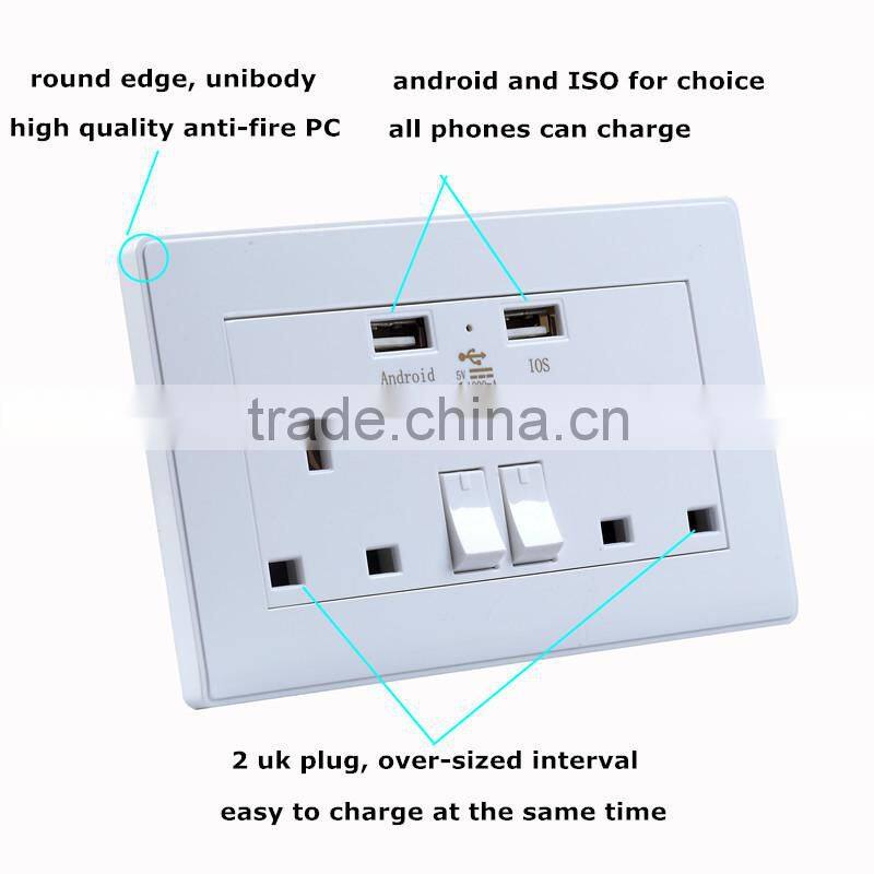 uk wall socket usb oem white color