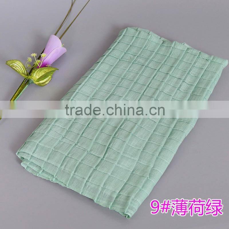 2016 Newest Check Pattern Embossed Plain Viscose Women Scarf