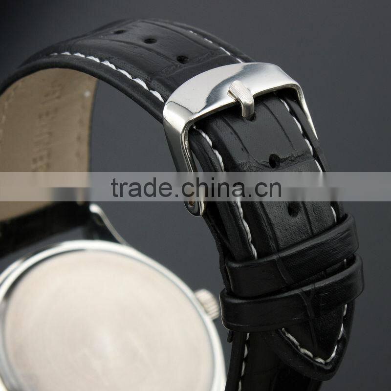 New Classic Black Dial Elegant Men Leather Strap Man's Quartz Watch WM244