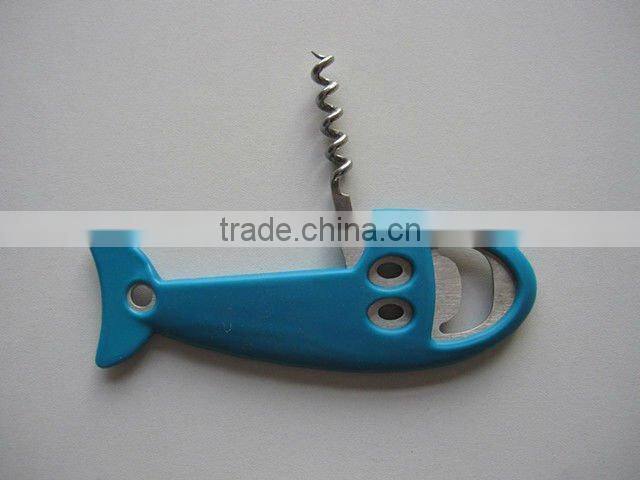 fish shape silicone bottle opener with stainless steel