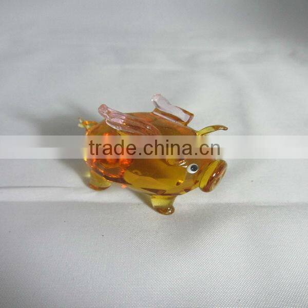 Colorful Pig Shaped Glass Gift,little glass animals