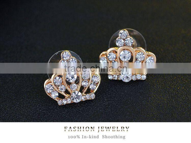 Chic Style 18K Gold Plated Crown Earrings Necklace Ring Bangle Jewelry Set