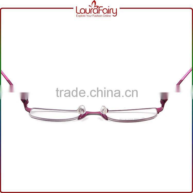 Laura Fairy Stylish Lady Pink Black Semirim Metal Optical Frame For Wholesale