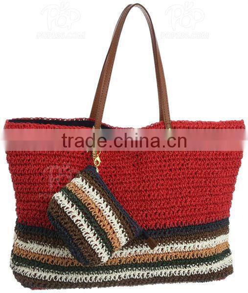 Paper Straw Beach Bags Striped Bags