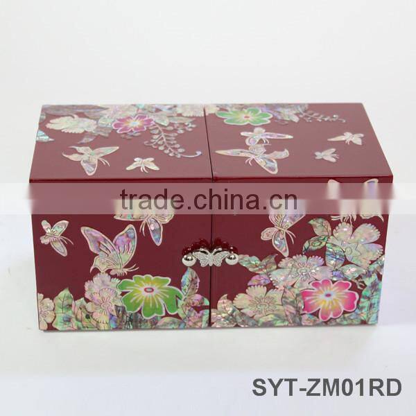 Fancy handmade mother of pearl inlaid jewelry box