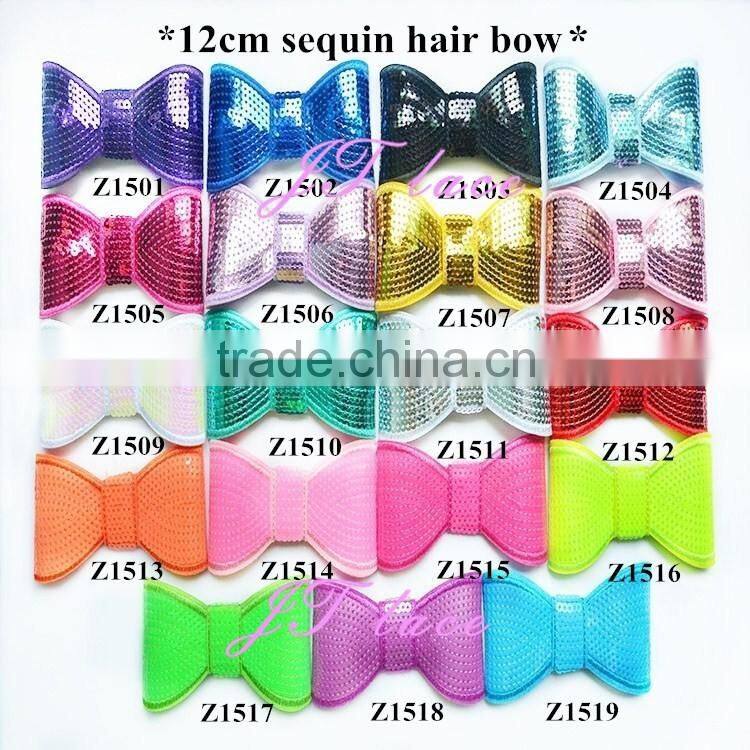 Vertical stripes hair bow - rhinestone hair bow - ribbon hair bow button centre