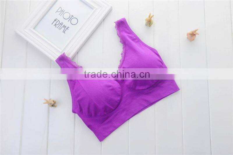 Women hot sale crop top seamless bra underwear with padded cup