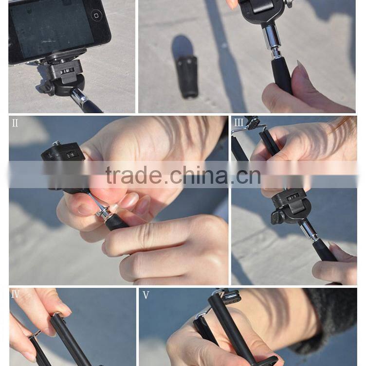 Extendable Wired cable Selfie Stick Phone Holder Remote Shutter Monopod for Smartphone