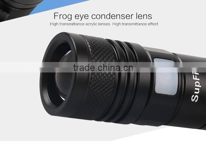 SupFire A2 USB flashlight T6 LED torch focusing flash light