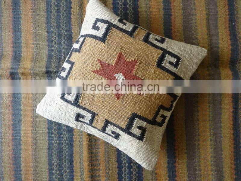 Indian Kilim Cushion Cover 18X18 Pillows Boho Ethnic Shams Jute Pillow Cases
