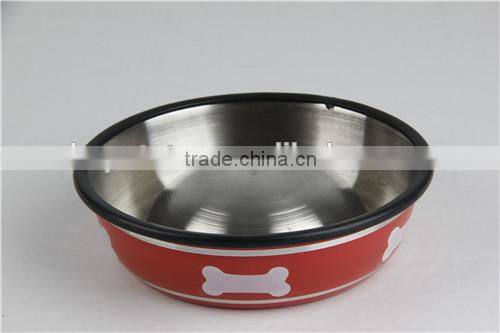 Non-slip strips stainless steel dog bowl