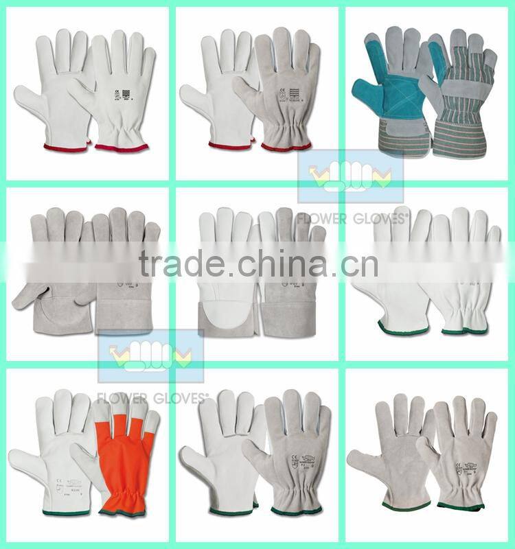high quality split leather palm glove with reinforcement stripe