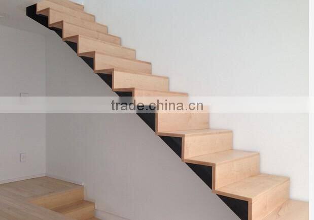modern interior closed riser straight steel wood staircase