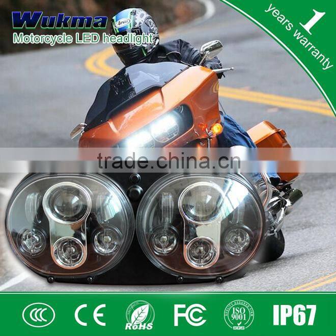 Black Twin Headlight Dual Lamp For Harley Davidson Road Glide Custom Fits Harley Road Glide