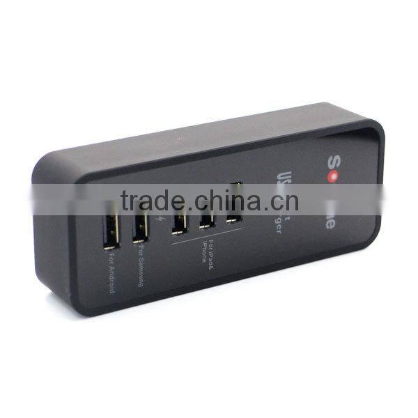 Soshine New 6A 5 Port USB Portable Travel Charger Rapid Charger for iPhone iPad Android Devices 5 port usb charger