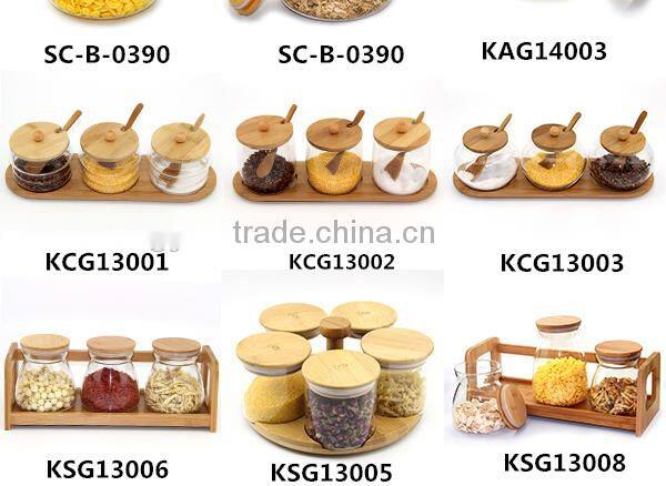 High quality nice design glass jar cooking pot with spoon