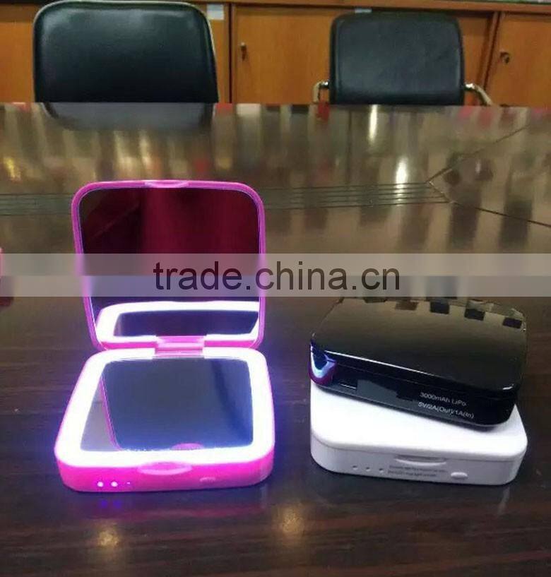 Hot sales fashion gift rohs power bank mirror 2600mah