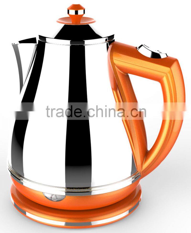 CE GS Aprroved 1.7L Orange Edge Color Stainless Steel Cordless Electric Water Kettle / HDK-210B-S