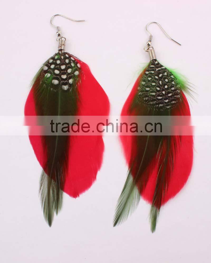 Purple Natural Feather Earrings In Stock New Design Feather Earring