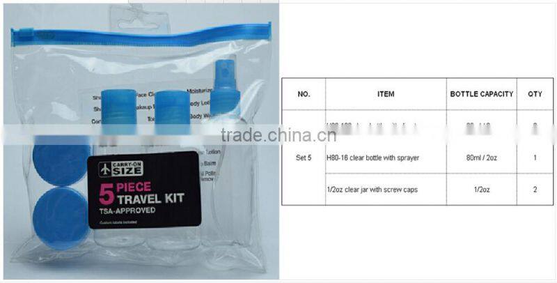 Comfortable portable bottle kit cosmetic plastic bottle kit spray travel bottle set bottle travel kit