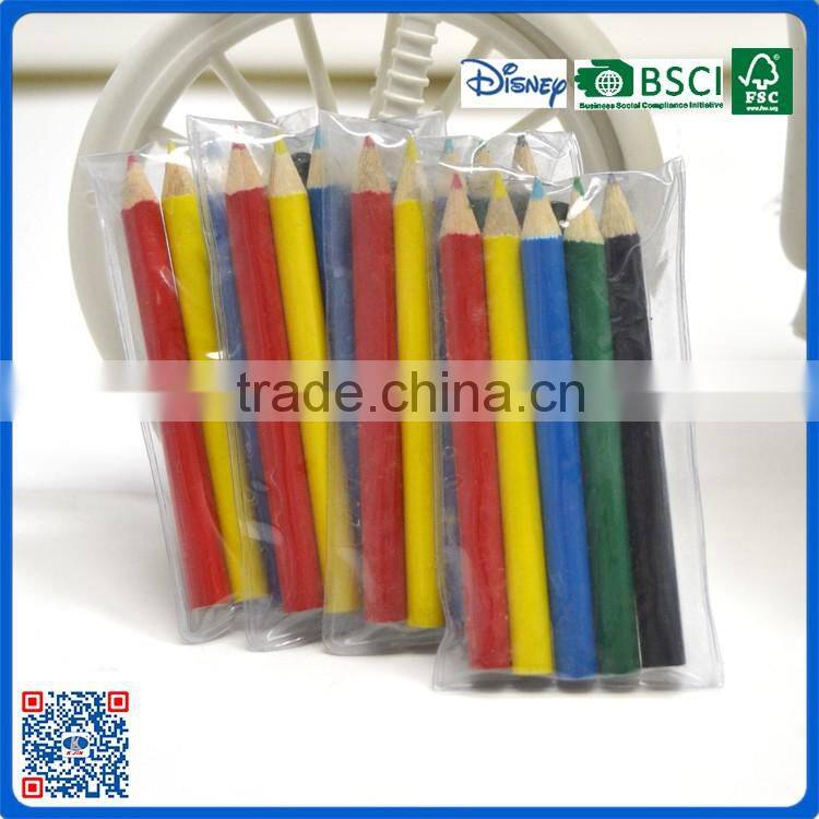 Customer disign 3.5 inch kids small 5pcs mini color pencil set packed in pvc bag