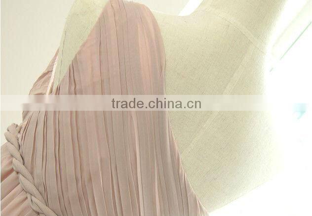 Inclined shoulder pressure fold long dress bridesmaid dress a little evening dressS02