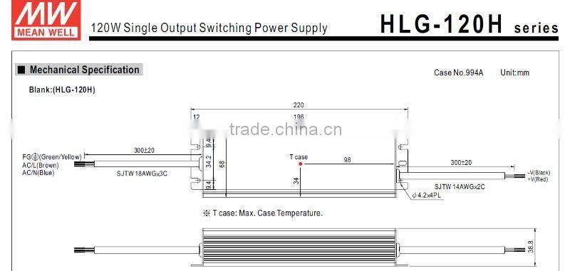 MW 120W HLG-120H Single Output Switching Power Supply