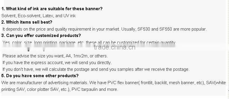 pvc backlit flex banner Laminated backlit flex banner for advertising printing material