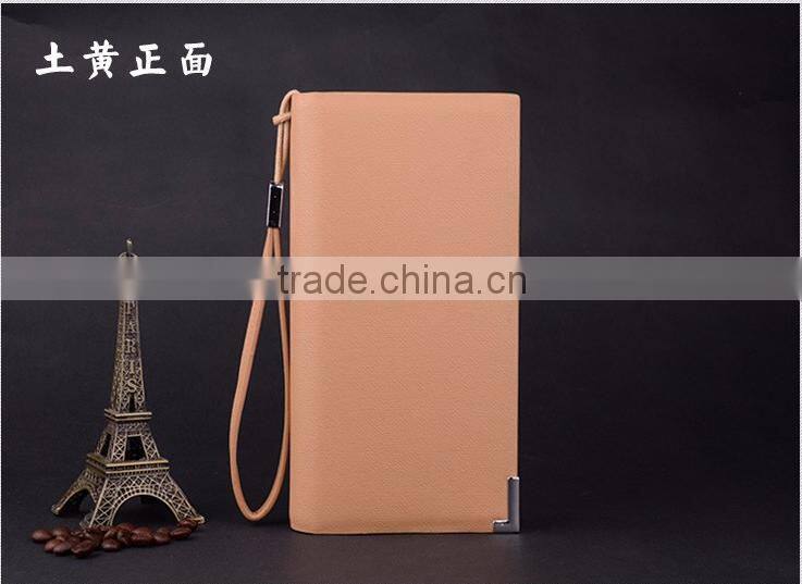Low Cost Fashion PU Leather Unisex Card Long Wallet Hand Purse for Men