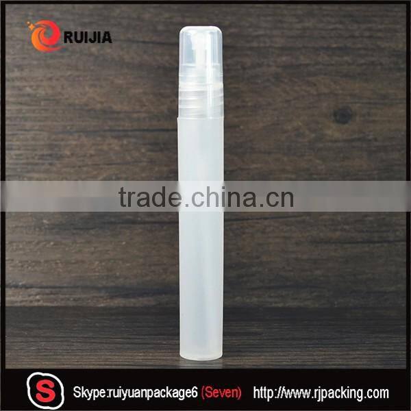 Wholesales 10ml pen perfume bottle plastic materical with spray mist cap Free samples