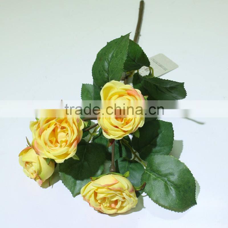 Five head real touch rose silk flowers wedding favor
