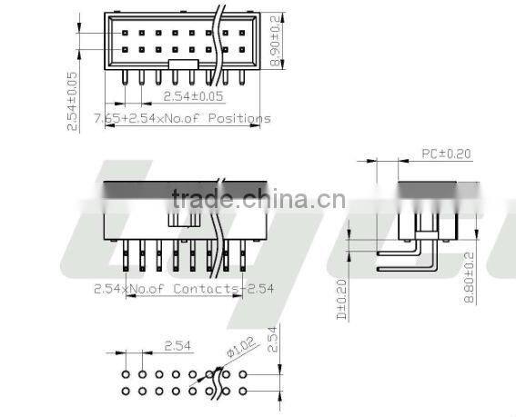 Box Header Pitch 2.54mm Straight Dip Right Angle Dip Type