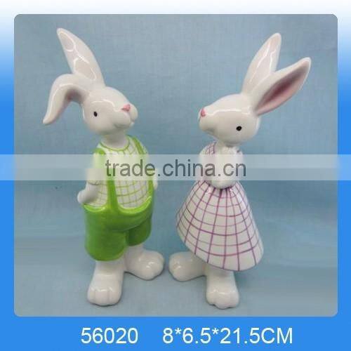 Cutely giftware ceramic easter rabbit for decor