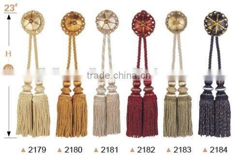 Rayon fabric bullion fringe tassel type decoration tassel with golden yarn