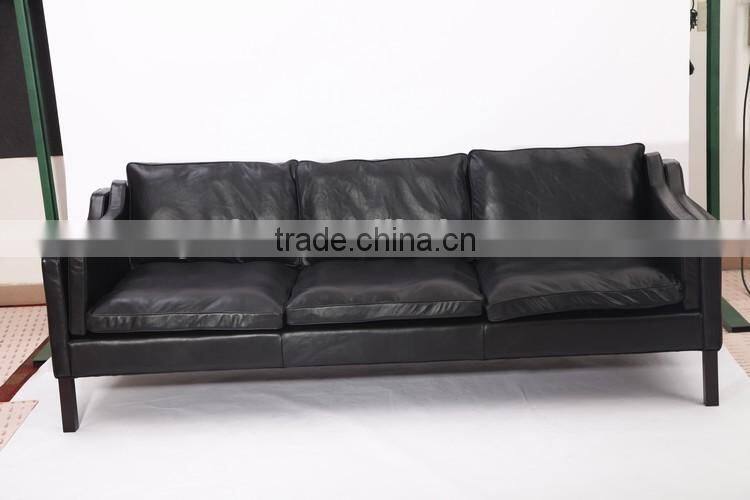 3 seater black genuine leather european style recliner sofa borge mogensen sofa
