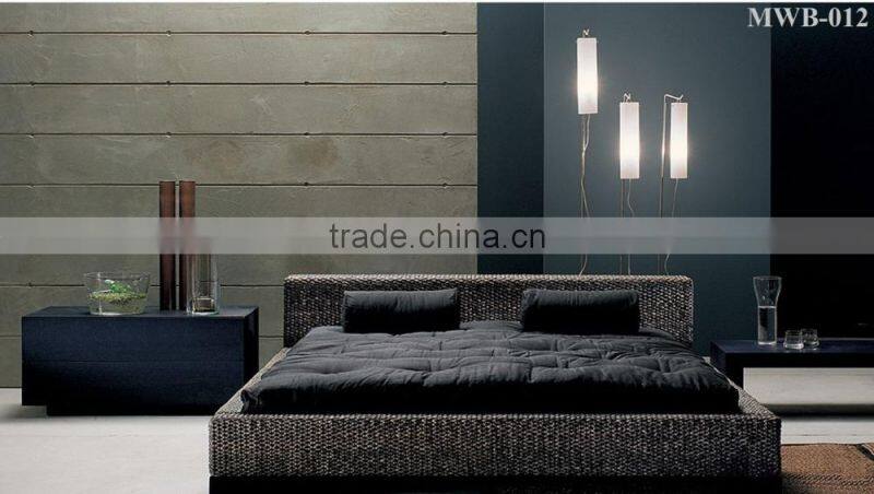 Viet Nam manufacturer hand weaving wooden rattan bedroom set (Hand woven by wicker,hyacinth & Acacia wooden frame )
