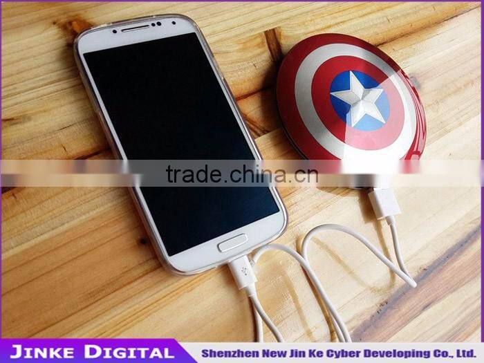 Avengers America Captain Power Banks 6800mAh dual USB Stainless Steel Mobile chargers Universal for iPhone5S 6 android phones