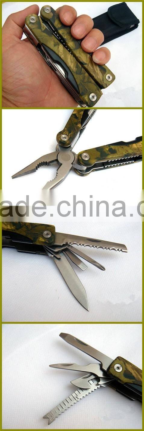Outdoor popular Aluminium anodized and camouflage handle multi pliers
