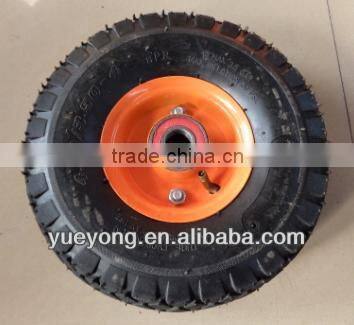 4.10/3.50-4 pneumatic rubber wheel for trolley with steel rim wheel