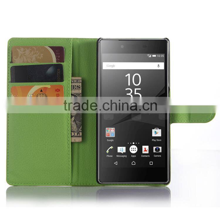 Hot! New! cell phone cover wallet leather with card slots stand flip mobile phone case for sony z5 premium alibaba china