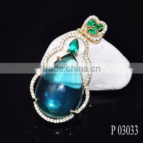 Wholesale fashion jewelry with glass stone/brass and silver pendant necklace