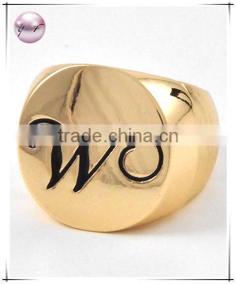 Gold Tone Metal Black Epoxy Lead nickel Compliant Initial W Stretch Ring