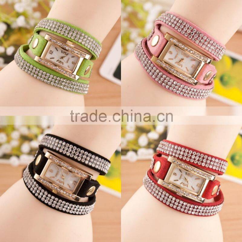 In Stock Geneva Perempuan Dots Kain Syal Band Circum Analog Pergelangan Kuarsa Menonton