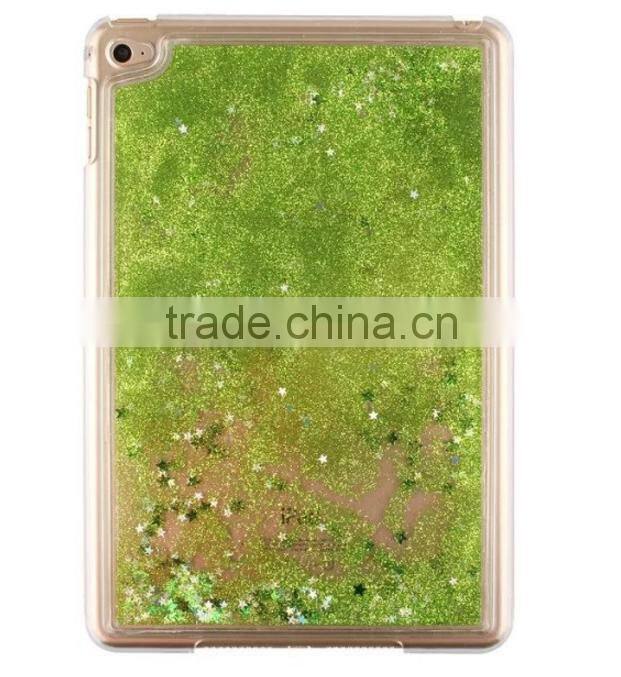 Hard plastic bling bling flowing sand tabet case for ipad mini, for mini ipad 4 cover case sparkling quicksand design