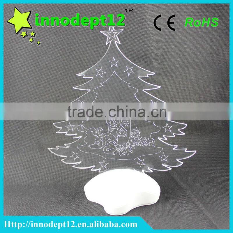 Christmas gift 3D illusion led optical night light, tree shape Christmas decoration