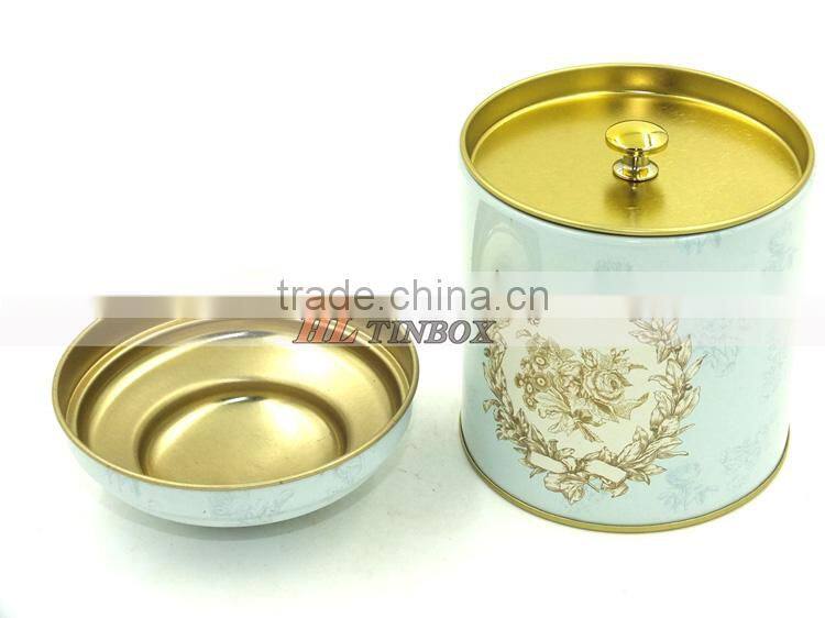 Round Tea Tin Box with Special Lid Tea Can Tin Box